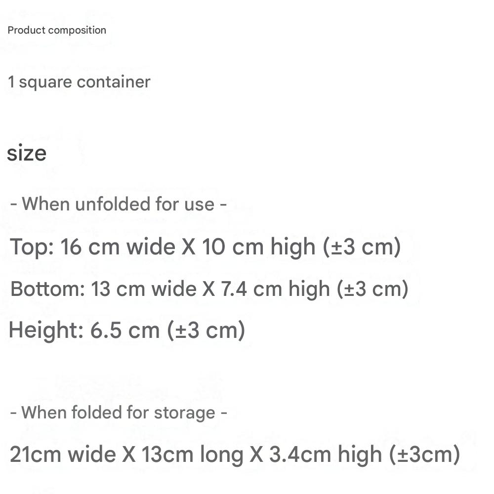 Skládací silikonová čtvercová nádoba 500 ml (16 x 10 x V6,5 cm, 6,3" x 4" x V 2,56")