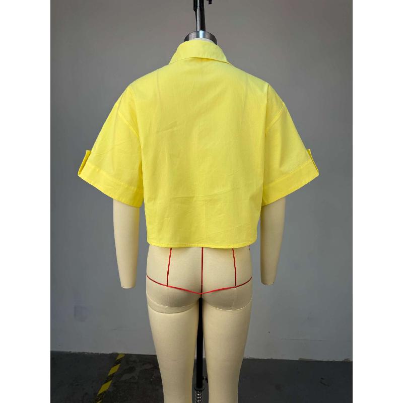 Women's 2026 Summer New Design Loose Fit Versatile Fashionable Short Collared Shirt Top