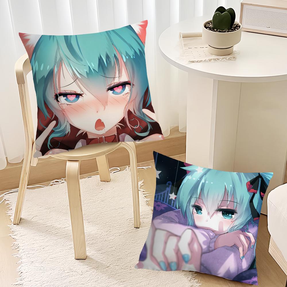 Anime virtual Idol H-Hatsune Girl M-Miku cushion cover Living Room Headboard Office Bedroom Cushion Sofa Nap Time Pillow Case