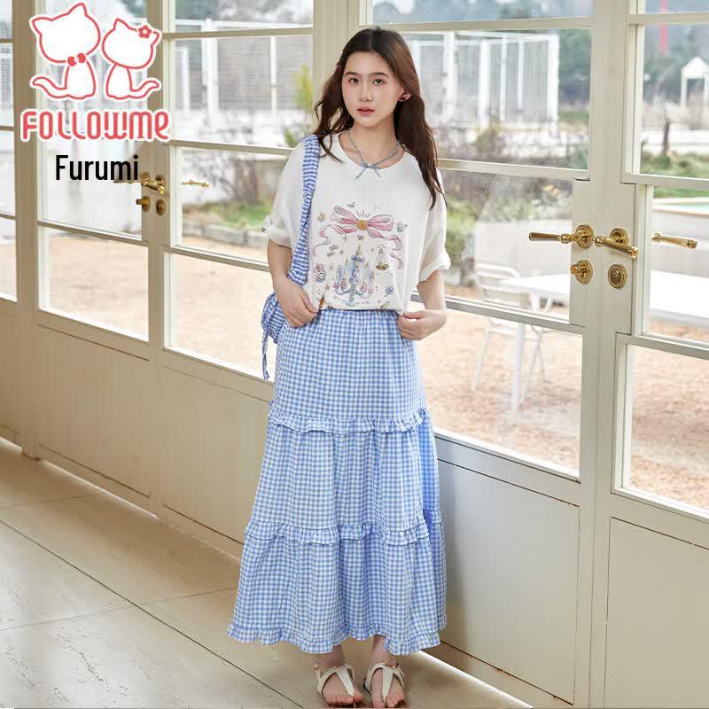 Fulomi Girls  Korean Style Short Sleeve Skirt Set 170