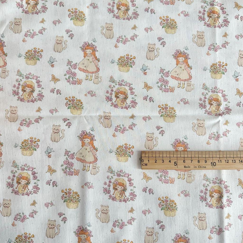 Korean Style 100% Cotton Digital Print Cartoon Fabric for Children's, Family, and Homewear DIY