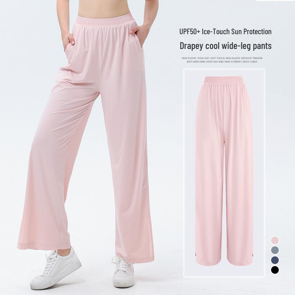 Women's UPF50+ Ice Silk Sun Protection Wide-Leg Pants – UV Protection, Cool, Loose Fit, Summer Style