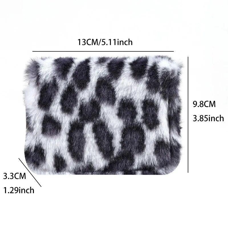 Nouveau portefeuille court en peluche imprimé léopard rétro pour femmes, grande capacité, carte d'identité, carte bancaire, porte-carte de crédit, sac à monnaie avec porte-clés