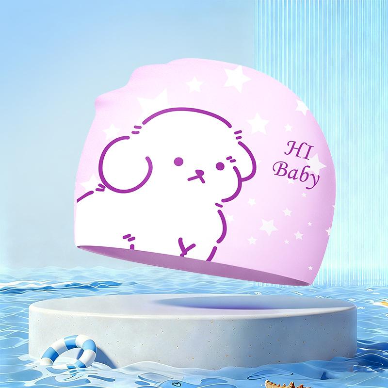 New Children's Cartoon Swimming Cap Cute Dolphin Waterproof Ear Protection Swimming Caps Kids Hot Spring Swimming Equipment