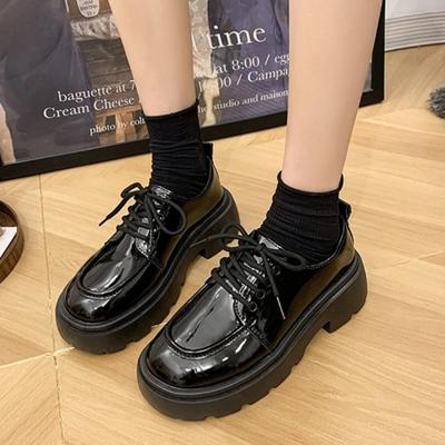 Women Spring Black Platform Flats Shoes Women Loafers Slip On Boat Shoes Designer Casual Leather Oxfords