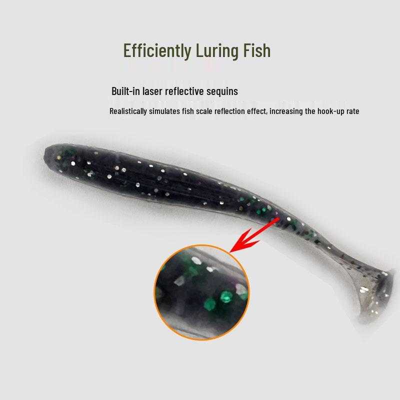 Two-Color T-Tail Soft Bait with Curly Tail Lead Hook for Bass Fishing