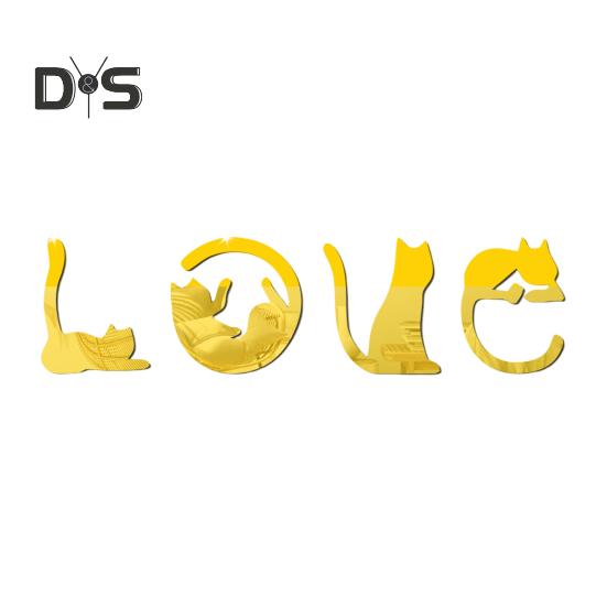 

4 шт. наклейки с надписями «Любовь кота», самоклеящиеся наклейки на стену с изображением кота, акриловые наклейки на зеркало, настенные художественные наклейки для гостиной, спальни, детской комнаты