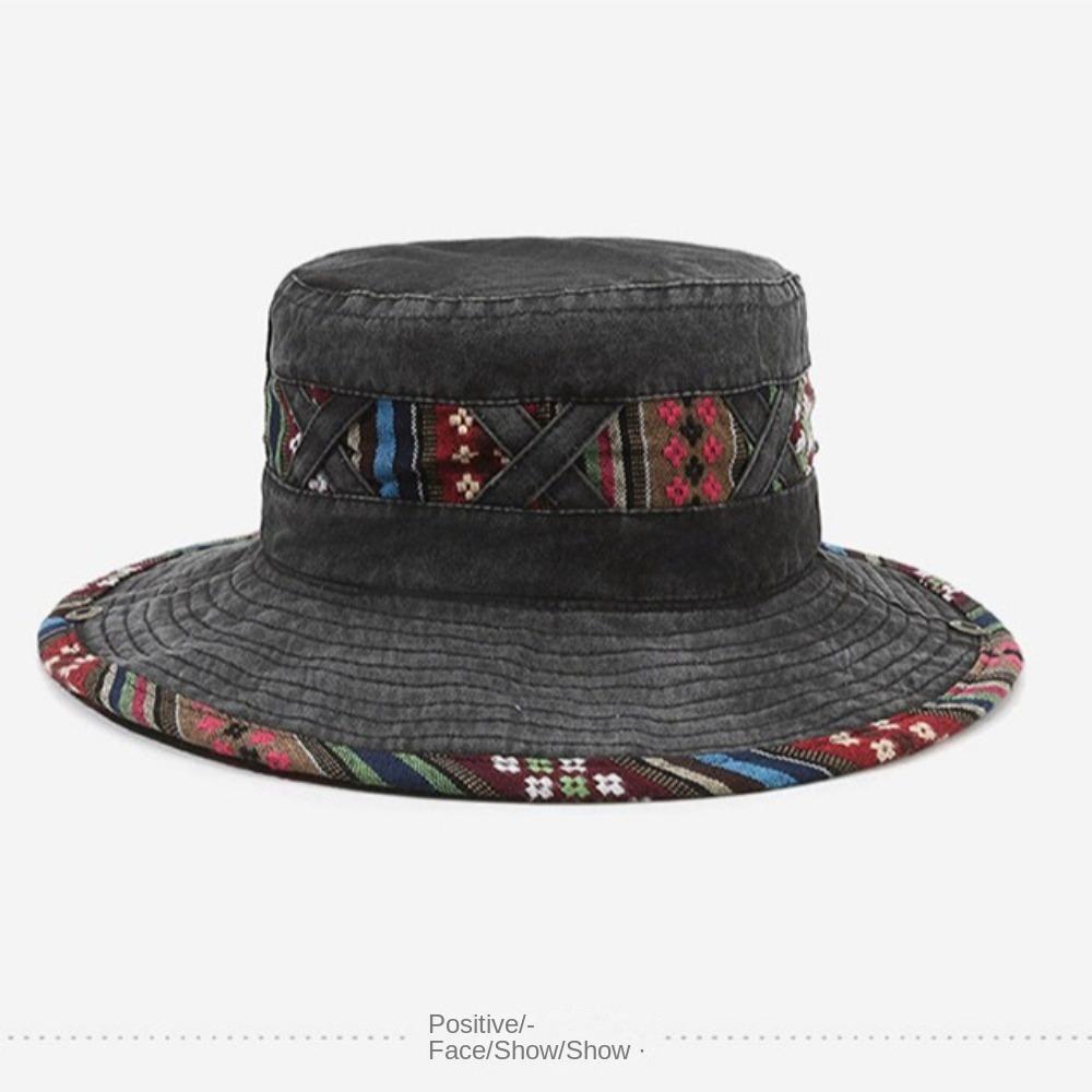 National Wind Western Cowboy Hat Vintage Men Mountaineering Hat Outdoor Anti-uv Bucket Hat  Fishing