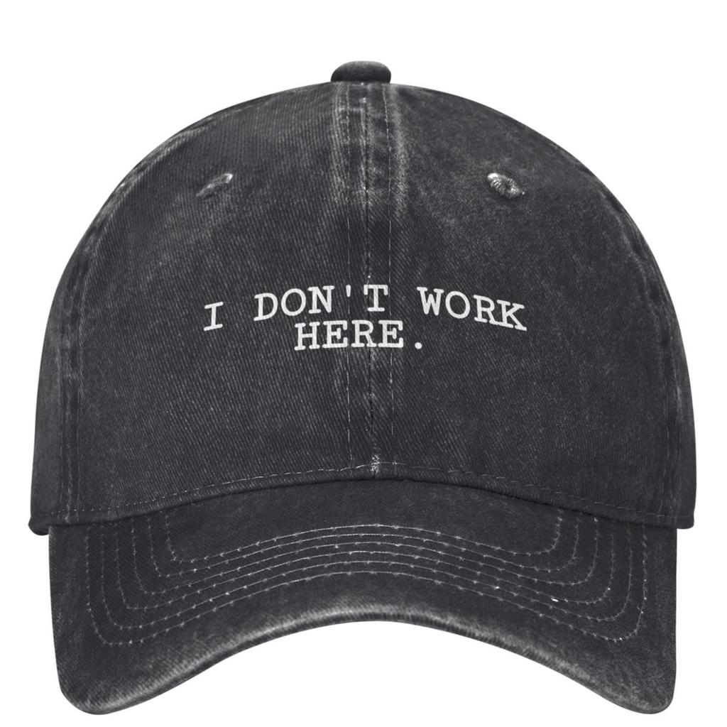 I DONT WORK HERE Washed Baseball Cap Funny Vintage Hip Hop Hats Summer Men Adult Kpop Rock Sunscreen Snapback Cap