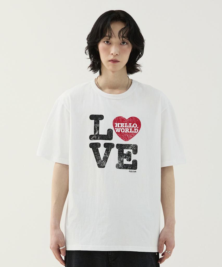 Mimdeowodeulobeu Hello World Love T-Shirt_Charcoal