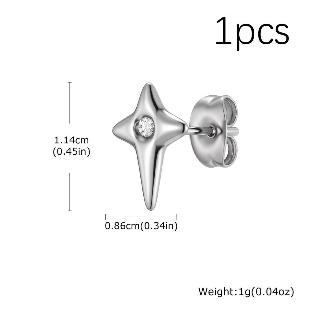 Fashion Hip Hop Cubic Zircon Star Small Stud Earrings for Men Simple Stainless Steel Pierced Earrings Hypoallergenic Jewelry