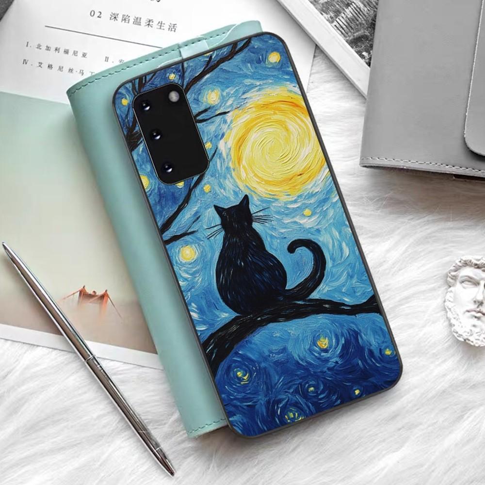 Starry Sky Cat Phone Case For Samsung S 9 10 20 21 22 23 30 23 24 Plus Lite Ultra FE S10lite Fundas