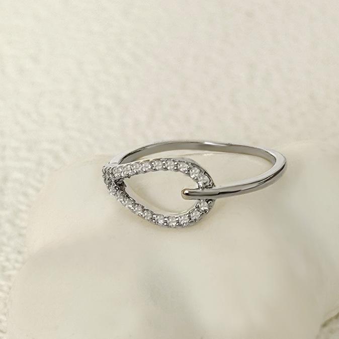 Geometric Teardrop Zircon Ring - Light Luxury Fashion Design
