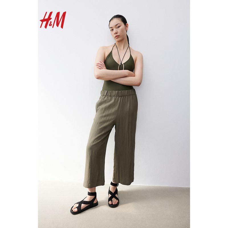 

[Summer] HM Women clothes Pants Summer Comfortable Loose Wide Leg Pants 1222450