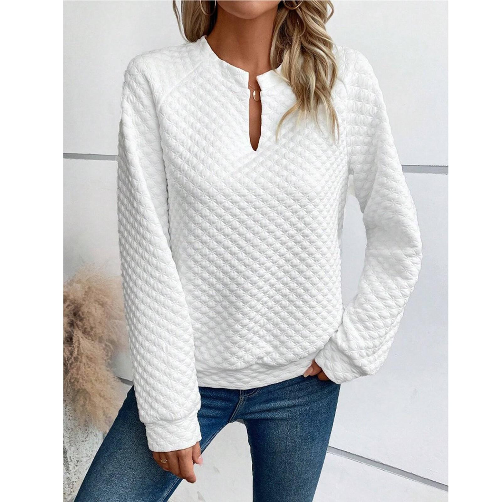 

Топы для женщин, пуловеры с длинными рукавами, повседневные рубашки, топ S белый