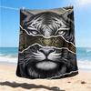 1pc Tiger Face Artwork Outdoor Blanket, Soft And Comfortable Blanket, Casual Warm Outdoor Blanket, Good Birthday Gift Yy251201181