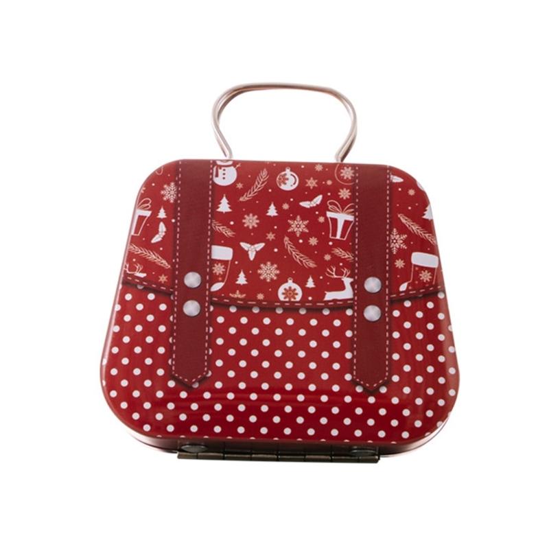 Pack of 5 Decorative Iron Candy Tins with Handle Holiday Candy Tins with Christmas Pattern Delicate Candy Storage Case