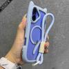 Ins 3D Cartoon Cat's Ears Tail Magnetic Ring Phone Case With Lanyard For iPhone 16 15 14 13 12 11 Pro Max + Plus Back Cover