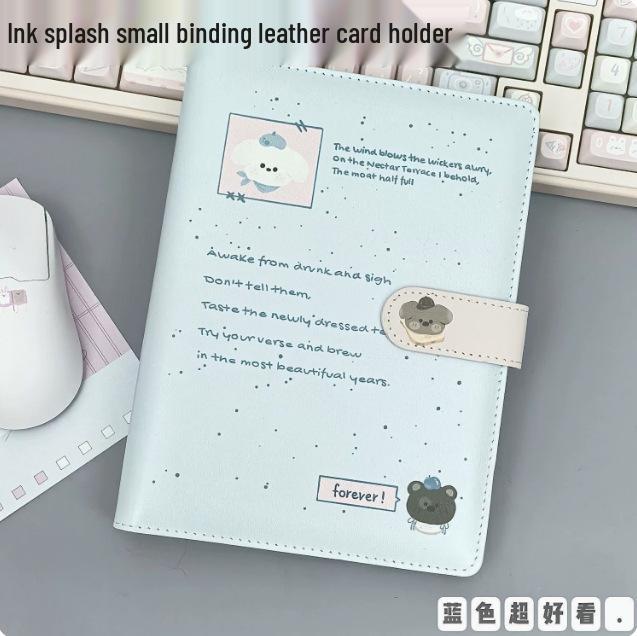 A5 PU Leather Magnetic Buckle Cute Cartoon Diary with Card Holder