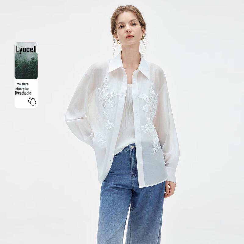 ELLE Women's Heavy Lace Lyocell Tencel Shirt