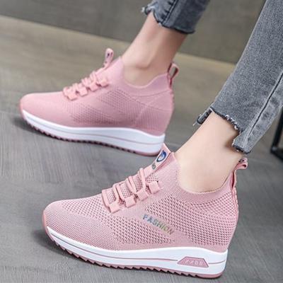 Mode Mode 2024 Herbst High Platform High Heels Damen Dicke Sohle Schuhe 7CM Absätze Keil Sneakers Atmungsaktives Mesh Freizeitschuhe Frau