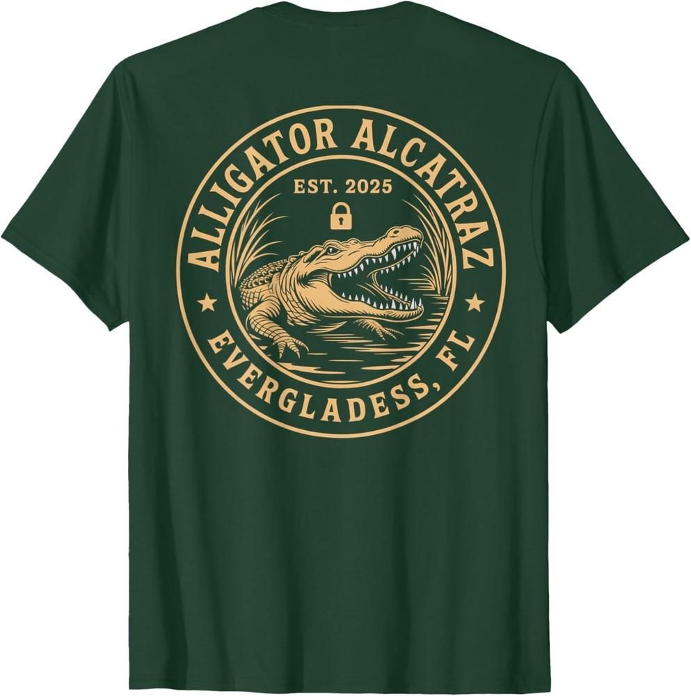 

Alligator Alcatraz Florida Everglades Parody Design ON BACK Unisex T-Shirt S