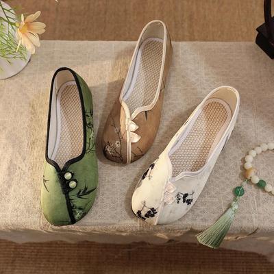 2024 Frühling/Sommer Chinesischer Stil Bestickte Flache Damen Hanfu Schuhe