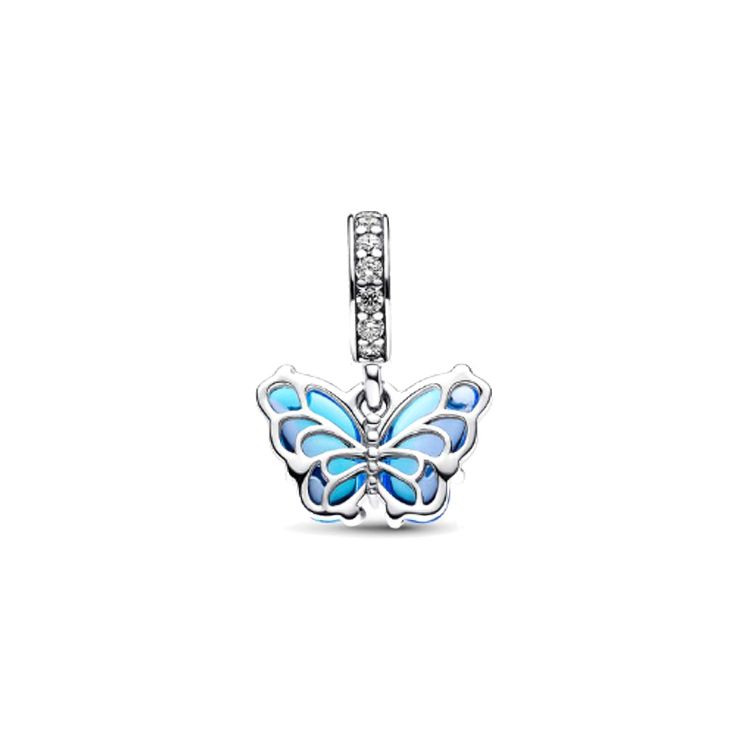 Pandora Blue Murano Glass Butterfly Pendant Women pendant 792698C01 Box