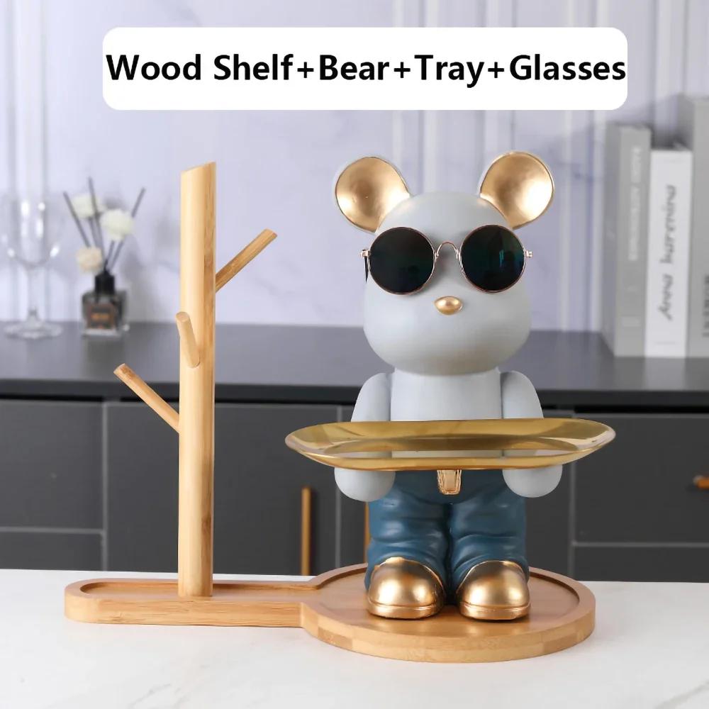 Bear Tray Bear Sculpture Piggy Bank Violent Bear Statue Resin Ornament Desktop Accessories Kids Gift Living Room Home Decor