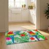 Tropical Parrots Flowers Palm Leaves Floor Mat Flannel Door Mat Non-Slip Bedroom Living Room Home Decor