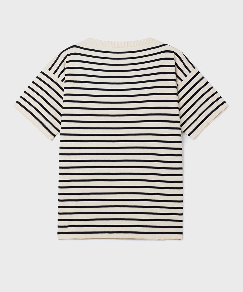 Andeleusenandeleusen Boatman Short Sleeve Striped Knit Raw Cotton