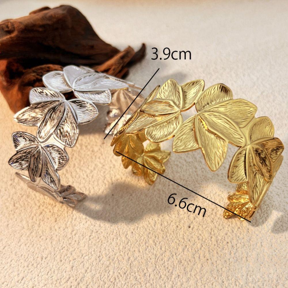 Stainless Steel Flower Bracelet Spliced Flower Cuff Bracelet Charm Bracelet  Female Accessories