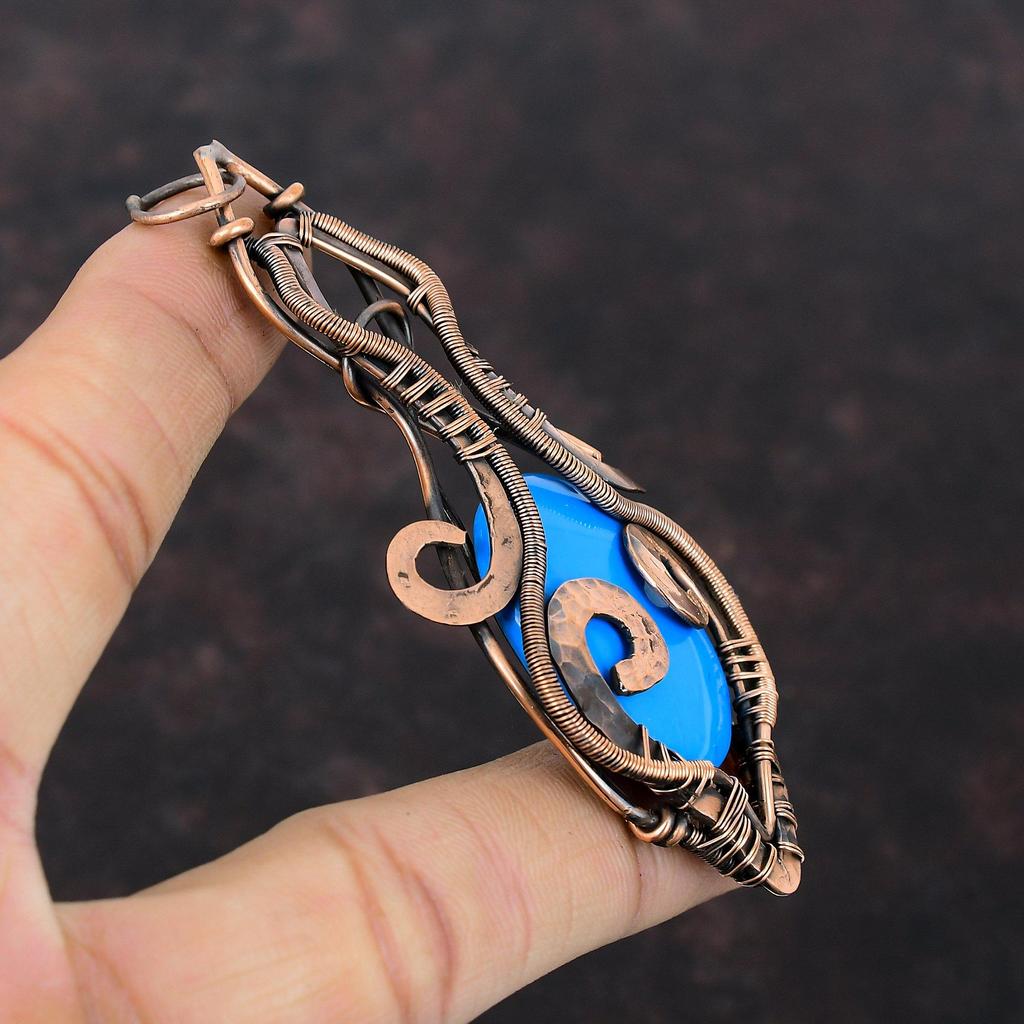 Sleeping Beauty Turquoise Pendant Copper Wire Wrapped Pendant Dainty Copper Jewelry Handmade Pendant Wire Wrap Gemstone Jewelry Wedding Gift