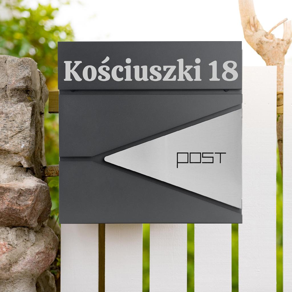 Boris Anthracite Mailbox With Inscriptions