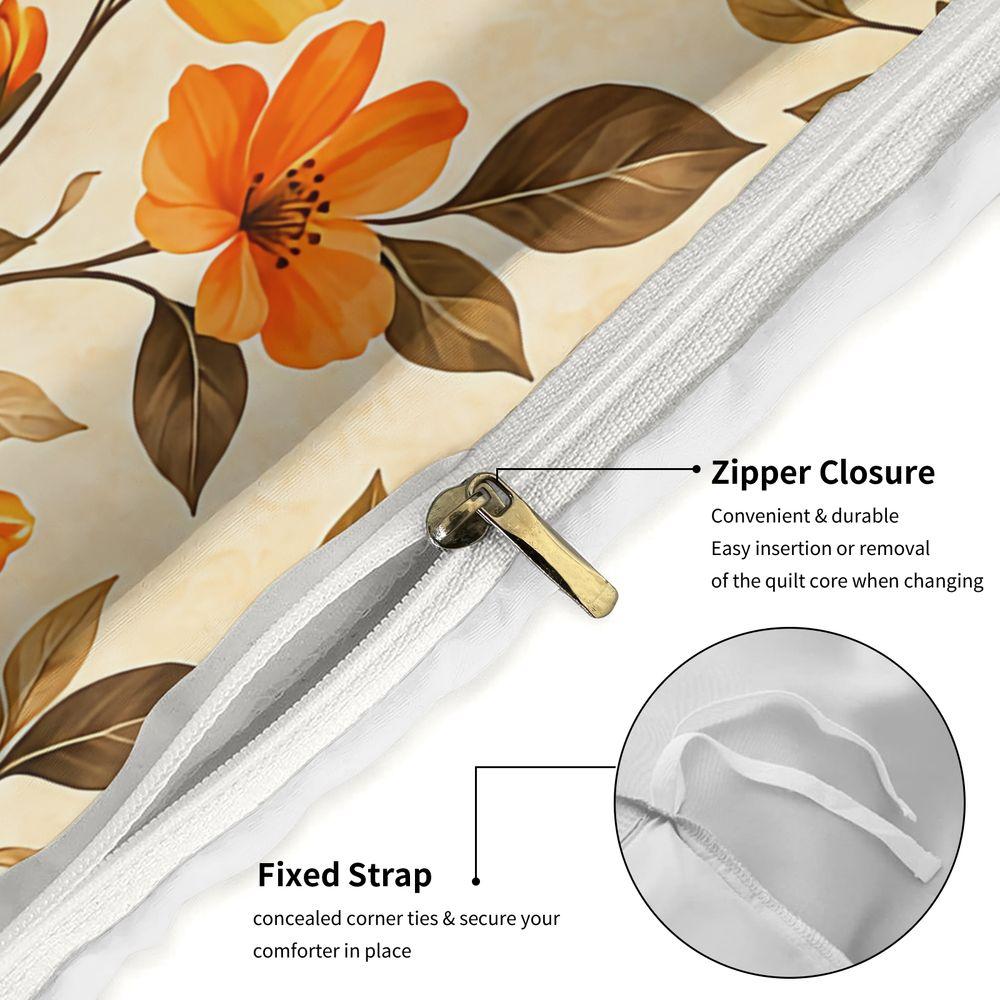 Floral Duvet Cover Set Botanical Garden Bedding Set Soft Microfiber Digital Print Quilt Cover Home Bedroom Decor