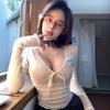 Pure Desire Sweet Hottie Sexy Low Cut V-neck Short Small Top Women's Spring and Summer Body Chic Beautiful Lace Shirt