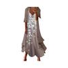 Women's Casual Fashion Print V-Neck Two Piece Set 2022 Summer Maxi Dress