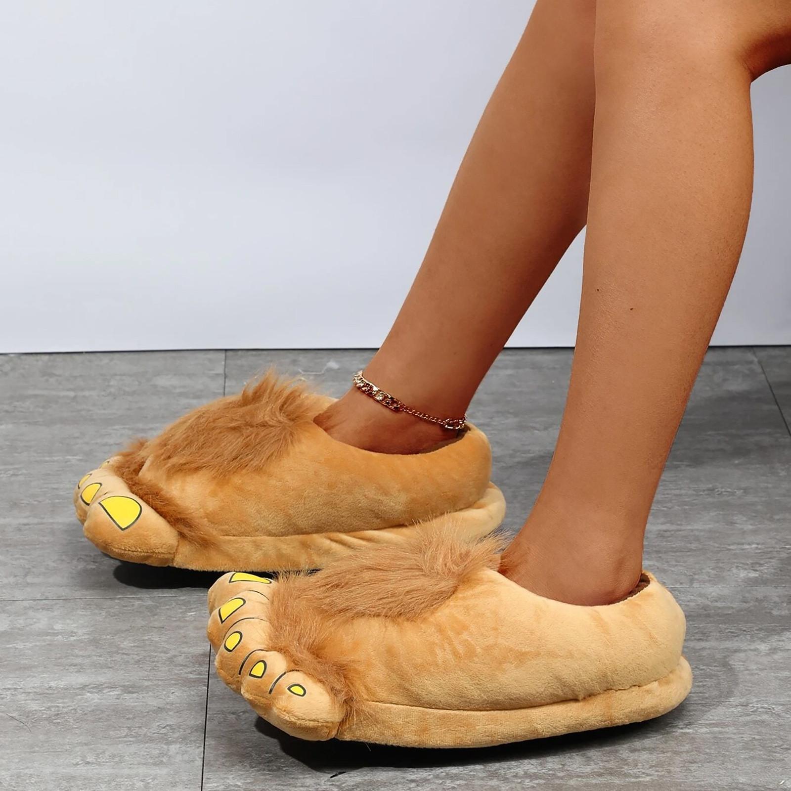 

Хлопковые тапочки для любителей теплой обуви, мужские и женские домашние плюшевые тапочки One Size бежевый