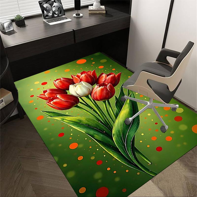 

1PC Tulips Flowers Anti-slip carpet, suitable for Office, bedroomand playrooms. It can also be used as a sofa footrest cover-R45 60cm by 90cm