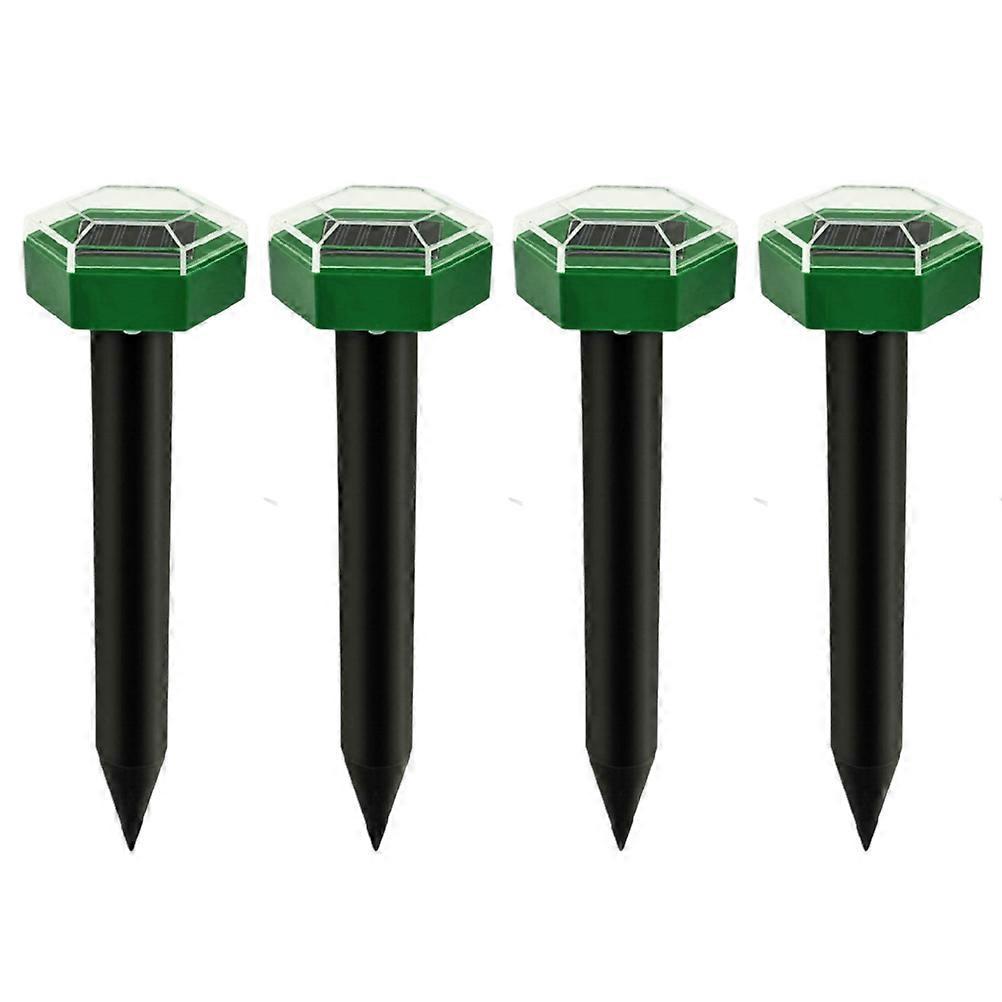 4Pcs Solar Mole Repellent Ultrasonic Outdoor Waterproof Sonic Deterrent Mole Stopper Rodent Gopher Chaser for Lawn Garden Yard Home