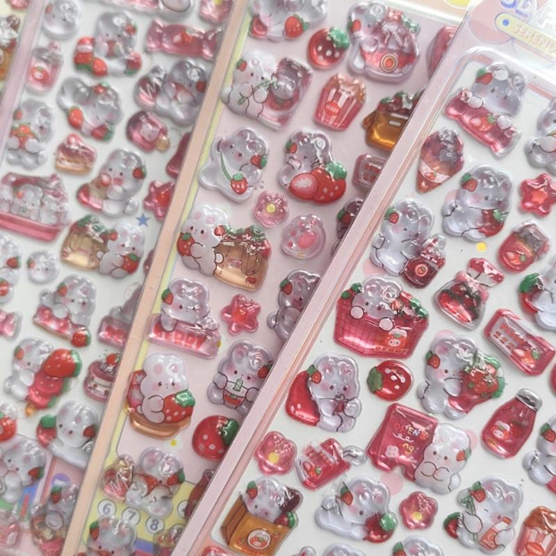 Cartoon Embossed Animal Adhesive PVC Sticker Kid Reward Sticker for Scrapbooking Journals Planner Photo Album Phone Case