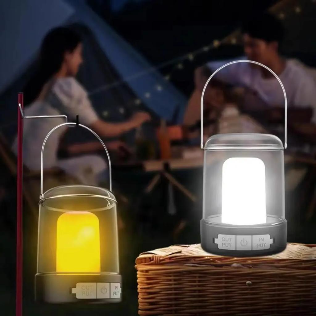 LED Camping Lantern Rechargeable Outdoor Tent Light with Power Bank Function Portable Hanging Lantern for Hiking