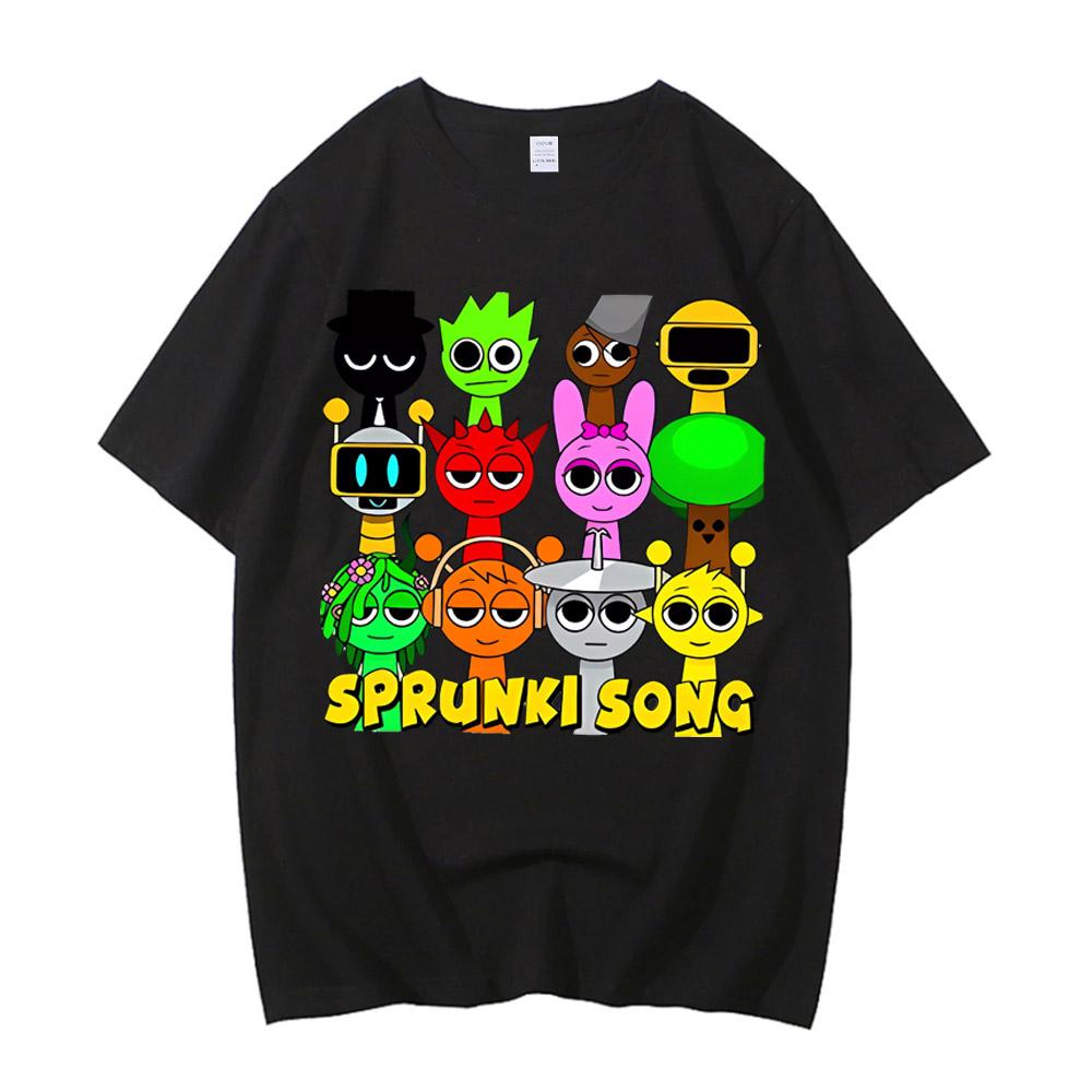 Sprunki T Shirt Men Fashion Casual Cartoon Incredibox T-Shirts Loose O-Neck Short Sleeve High Quality Cotton Tees