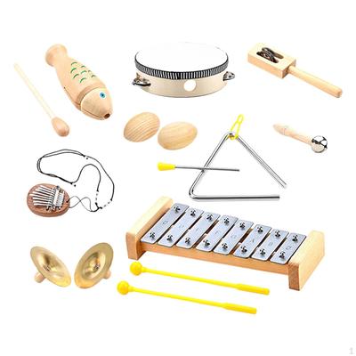 9 Pieces Montessori Percussion Musical Instruments,Wooden Music Toy,Kids