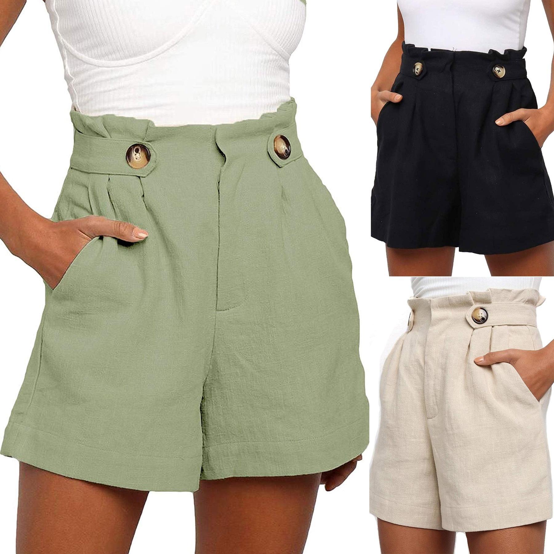 

Women s Fashion Solid Summer Shorts Ladies Casual Short Pants Beach Shorts Plus Size S чорний