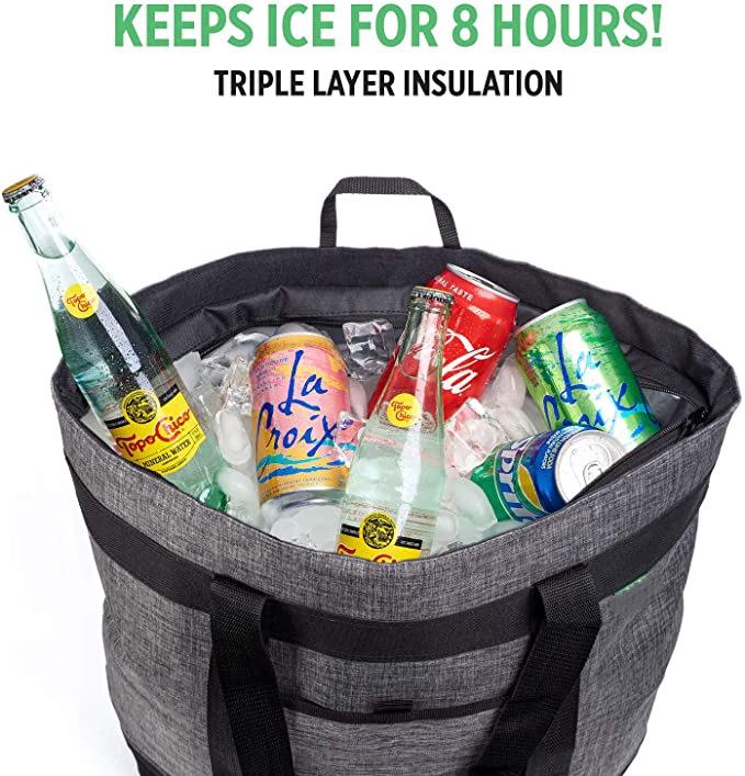 Large Capacity Waterproof Oxford Cloth Ice Pack Picnic Tote - Foldable, Stain Resistant, Insulated Lunch Bag