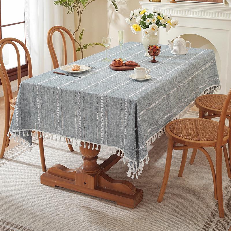 Popular Household Dining Table Tablecloth Decoration Imitation Cotton And Linen Coffee Table Towel Square Hollow Embroidered Tablecloth