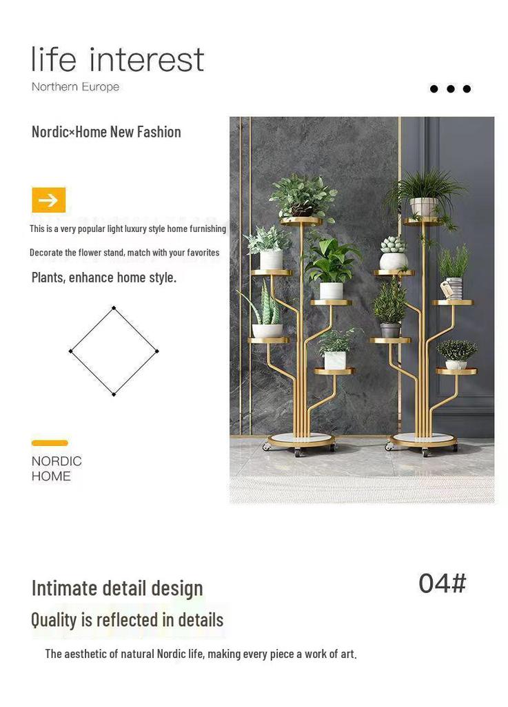 Movable Multi-layer Indoor Plant Stand with Wheels for Flowers and Pothos, Balcony or Living Room Floor-standing Storage Rack.