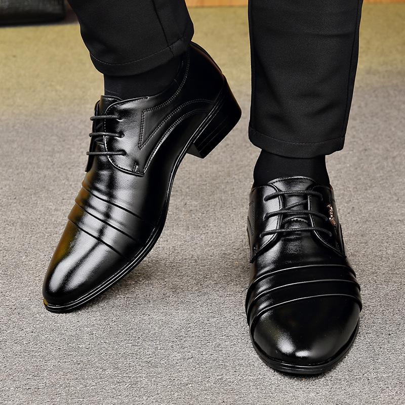 South East Asia Men's High-end Leather Shoes Men's Business Dress Casual Leather Shoes Lace-up British Groom Wedding