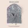 Sequined bald hat women's autumn and winter cute ear protectors lace up to show the face small wool knitted hat